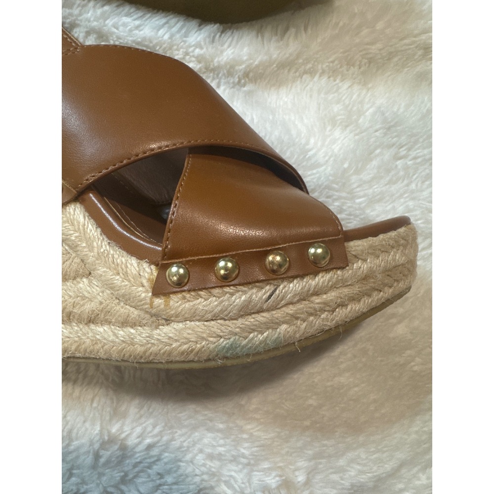 Steve Madden Wedge Sandals Women 7.5 Brown Good Espadrille Platform Studded - Picture 4 of 7